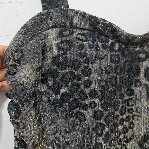 Miraclesuit Leopard Print With Metallic Detail Summer Top Size 10 Black/Gold NWT - Picture 11 of 14